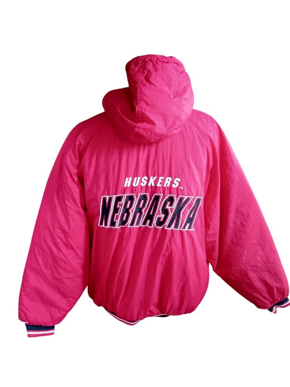 Nebraska Huskers XL Vintage Jacket 90's Big Red Hooded Bomber Puffer Embroidered